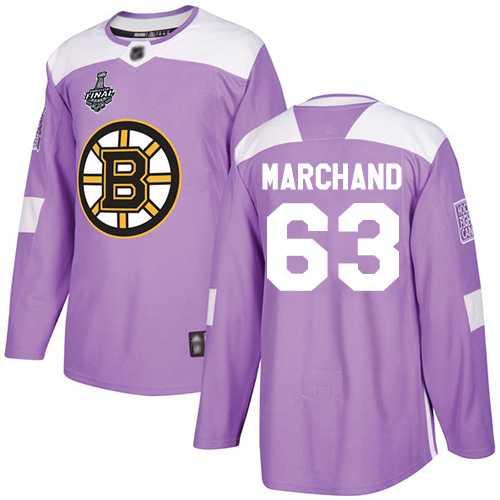 Adidas Bruins #63 Brad Marchand Purple Authentic Fights Cancer Stanley Cup Final Bound Youth Stitched NHL Jersey